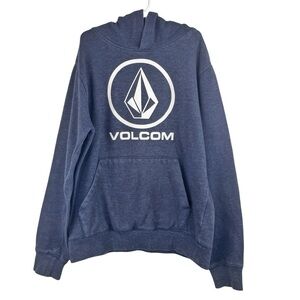 VOLCOM Boys Kids Navy Blue Hoodie with Large White VOLCOM Logo on Chest Size M